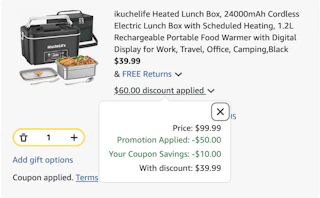 heated lunch box Amazon receipt