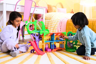 Dora Explore Play Rainforest Casita Playset being played with my two children