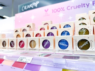 colourpop eyeshadow sitting on a target shelf
