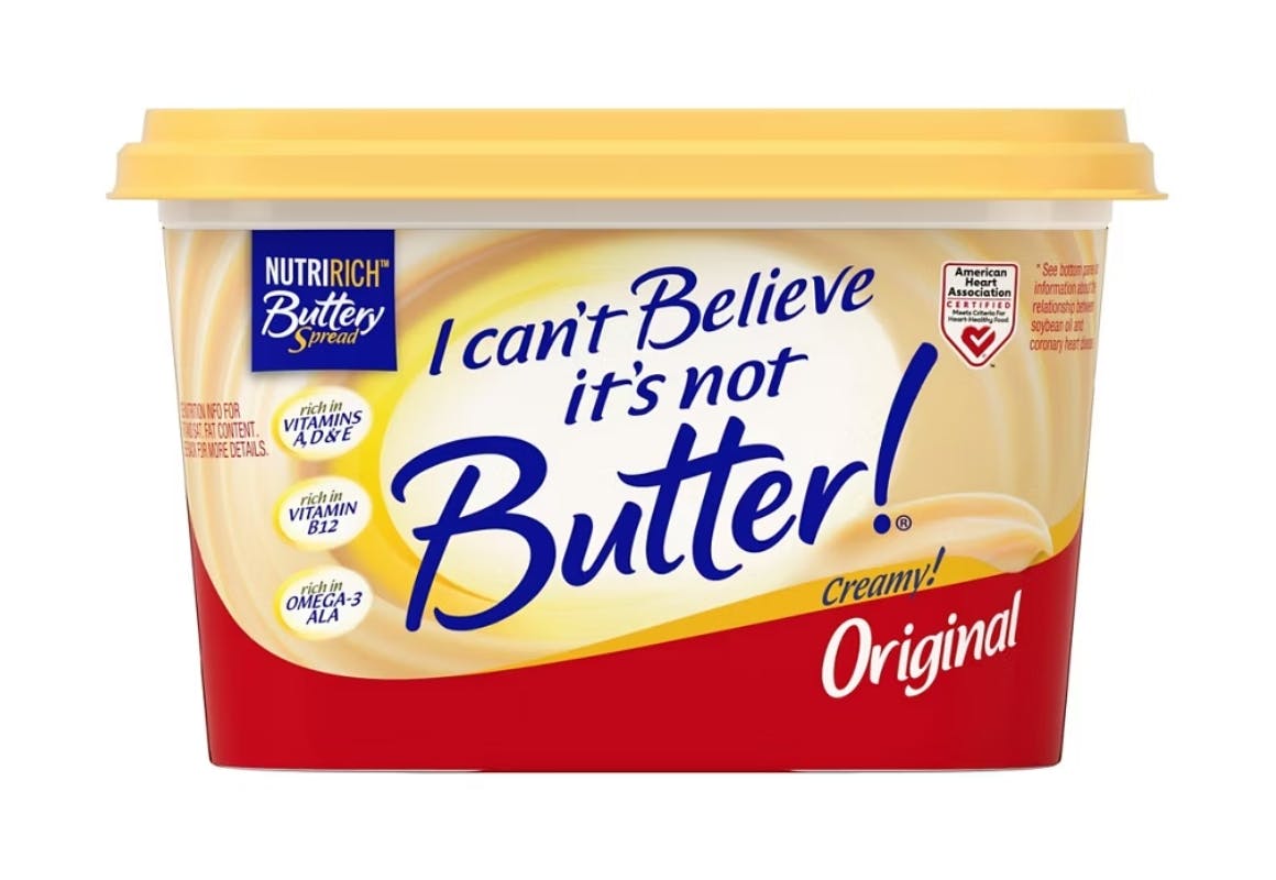 2 I Can't Believe It's Not Butter Tubs
