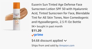 Amazon Eucerin Tinted Face Sunscreen 2026