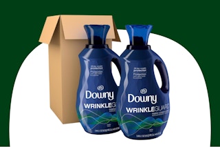 Downy WrinkleGuard Liquid Fabric Softener next to box