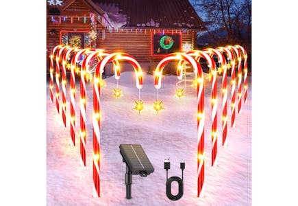 Solar Candy Cane Light Set