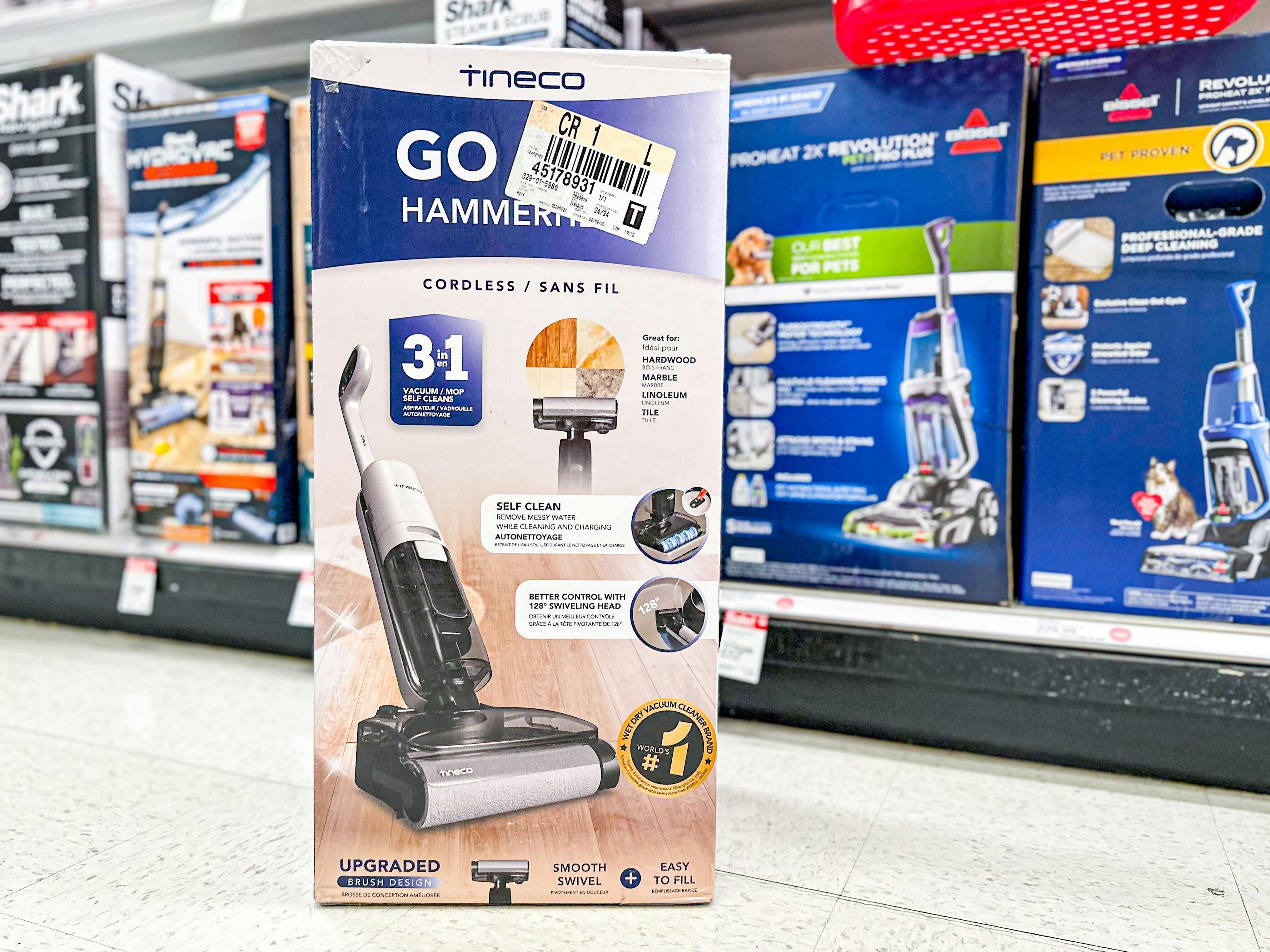 target tineco wet/dry vac sitting in front of a target shelf