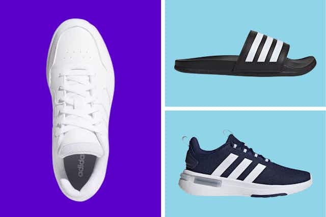Adidas Shoe Sale: Slides Starting at $18, Sneakers as Low as $19 card image