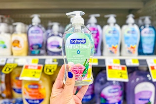 hand holding softsoap hand soap