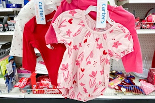 Target shopping cart full of Valentine's Day clearance items