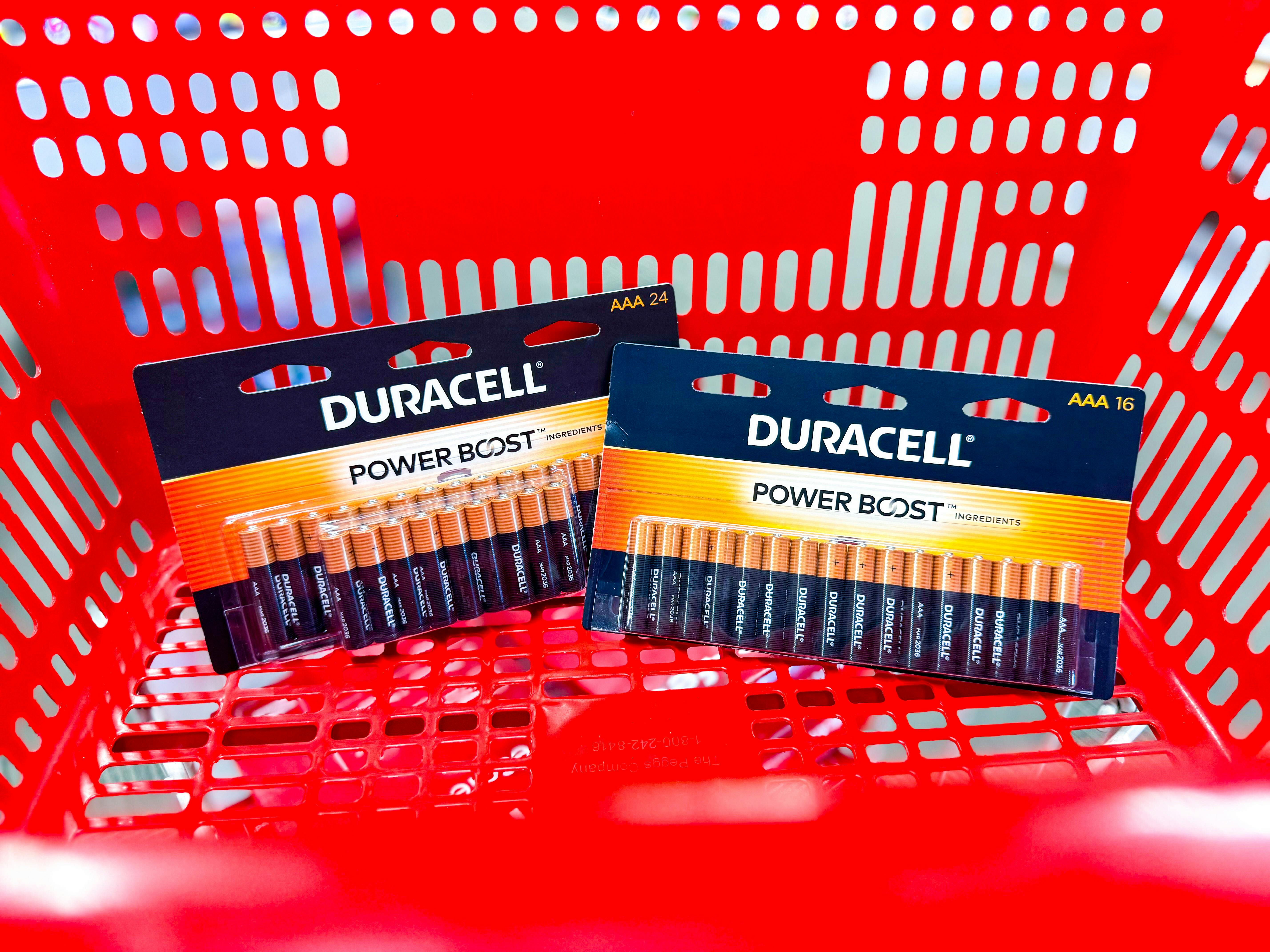 duracell aaa batteries in an office depot shopping basket