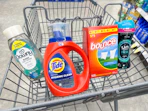 tide downy bounce laundry items in walgreens cart