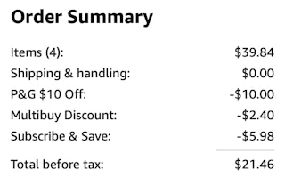 4 Gain Dryer Sheets Amazon Receipt