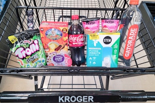 freebie products in grocery cart at kroger