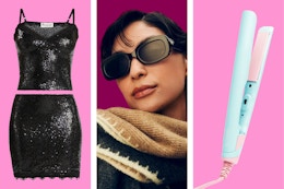 Women's sequin outfit set, sunglasses & mini hair straightener