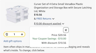 storage boxes Amazon receipt