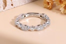Ladylike Moissanite Wedding Band Milgrain Marquise Half Eternity Ring 925 Sterling Silver Band D Color VVS1 Lab Created 