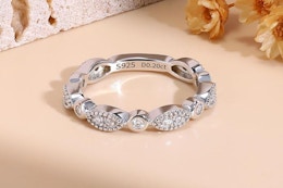 Ladylike Moissanite Wedding Band Milgrain Marquise Half Eternity Ring 925 Sterling Silver Band D Color VVS1 Lab Created 