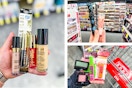 collage image of milani, maybelline, and essence cosmetics