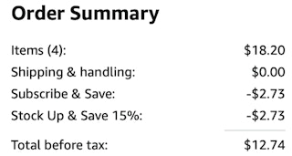 4 Amazon Basics Epsom Salts Receipt