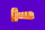 poppi orange soda on a blue background