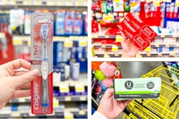 dollar general colgate and kotex 3-photo collage