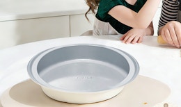 a round cake pan on a table 