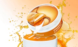 orange under eye patches in a container 