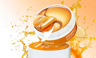 orange under eye patches in a container