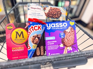 various ice cream products in a walgreens cart