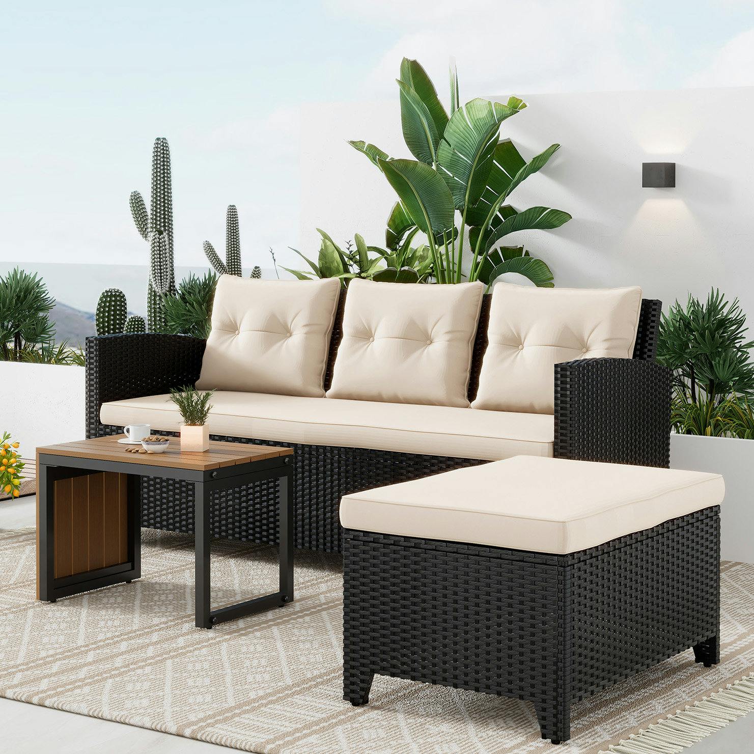 Wicker Patio Conversation Set