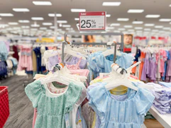 kids dresses sitting on target racks