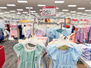 kids dresses sitting on target racks