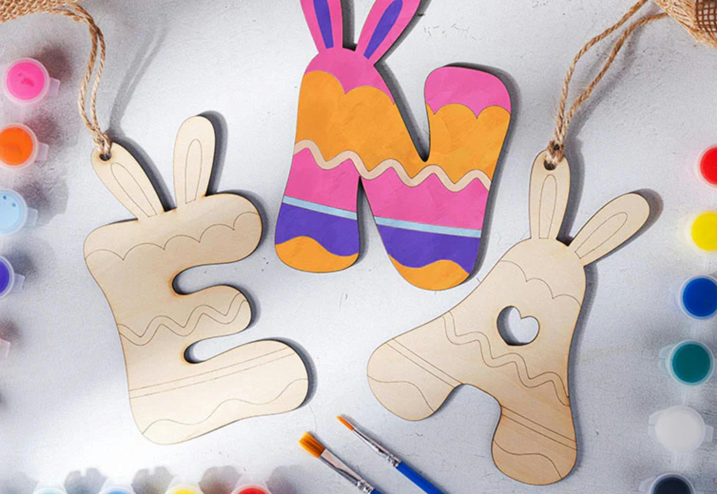 Wooden Initial Easter Hanging Decor