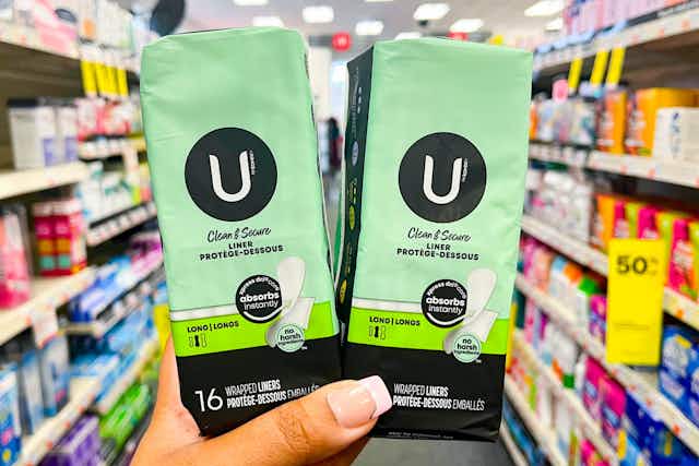 U by Kotex Liners, Only $0.42 at CVS card image