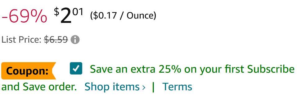 an amazon tylenol price with a 25% off coupon