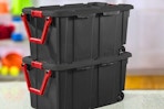 Lifestyle image of the Sterilite Extra Large Storage Bin set