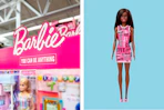 Barbie signage with a Barbie doll