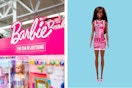 Barbie signage with a Barbie doll