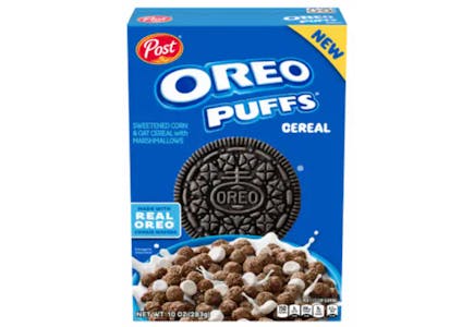 Post Oreo Puffs Cereal Box