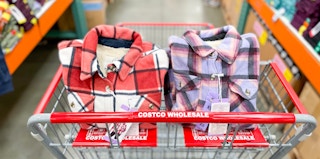 shirt jacket in a cart at costco
