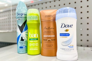 degree, ban, sheamoisture, and dove deodorant on shelf