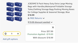 moving bags Amazon receipt