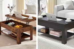 black and brown lift-top coffee tables