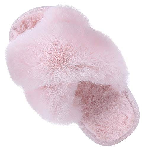 Kids' Fuzzy Cross Band Slippers