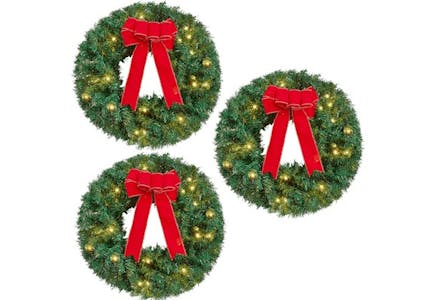 Prelit Christmas Wreath Set