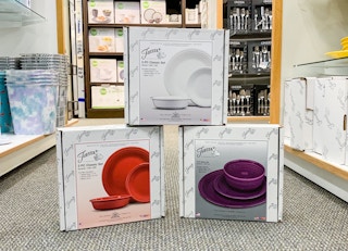fiesta dinnerware displayed in store