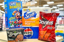 kroger matchup groceries on store shelf