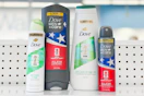 dove body washes and deodorant on a store shelf