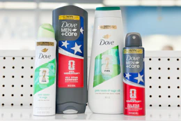 dove body washes and deodorant on a store shelf
