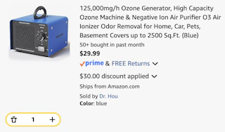 Ozone Generator Amazon receipt