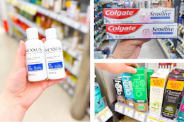 walgreens nexxus, colgate, hello 3-photo collage
