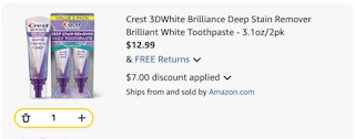 Crest 3D toothpaste Amazon receipt